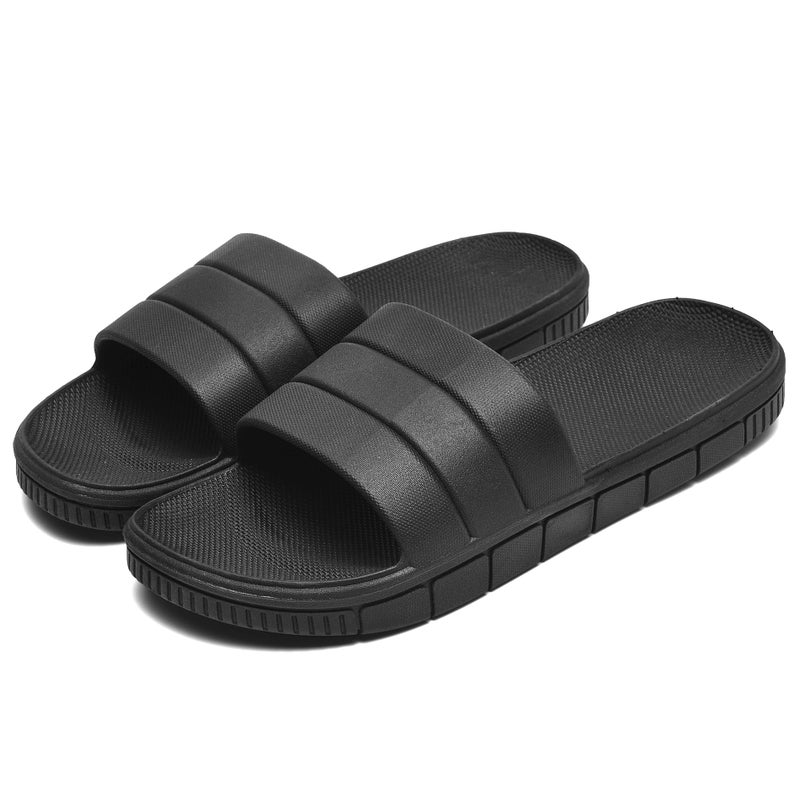 clootess Shower Slide Shoes for Men and Women Home Sandal Bath Slipper Indoor House Pool College Dorm Non-Slip Black 42.43 - Image 1